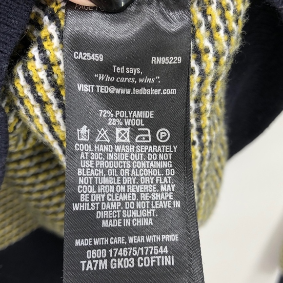 Ted Baker Yellow Banded Wool Blend Sweater 3 - Picture 6 of 8